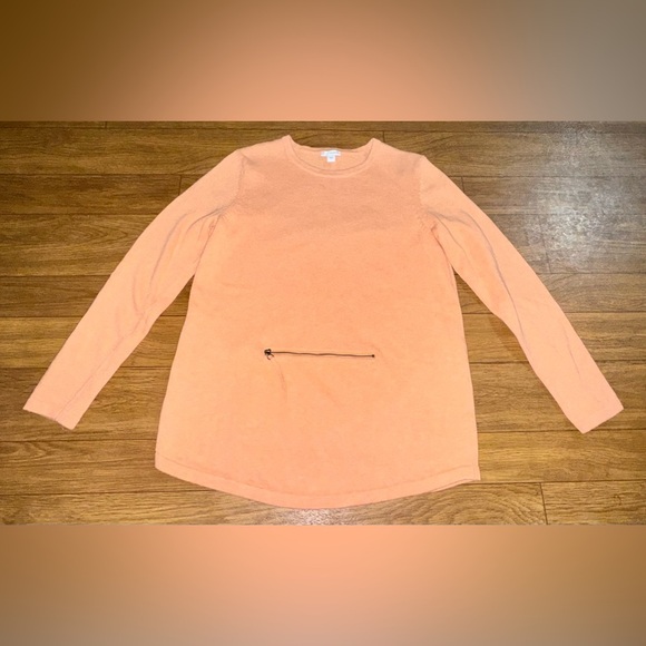 Pure J.Jill Peach Cashmere Zippered Kangaroo Pouch Sweater Size Small - Picture 2 of 11